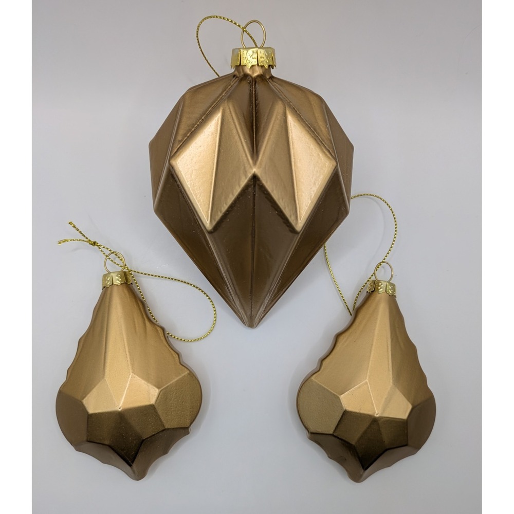 Lenox - Gold Geometric Glass Ornaments Set of 3 #868257